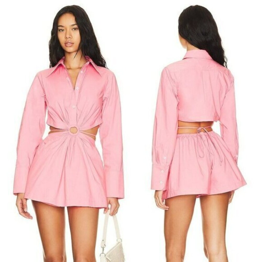 L'Academie Dallia Poplin Skort Playsuit - Hibiscus Pink